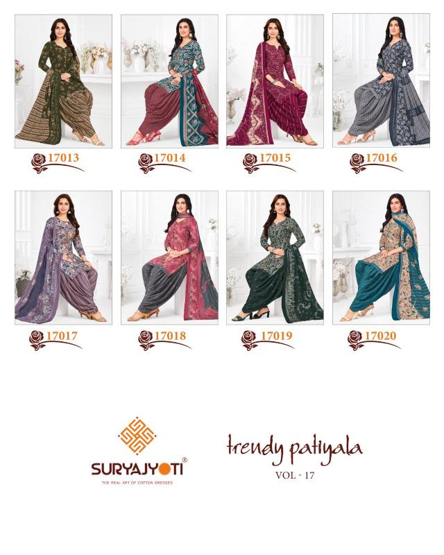 Suryajyoti trendy patiyala vol-17 dress wholesale material